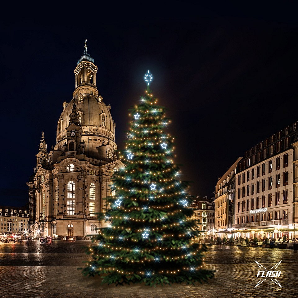 LED-Lichtset für Weihnachtsbäume, 15-17 m hoch, Warmweiß mit Flash, Dekorationen  EFD11