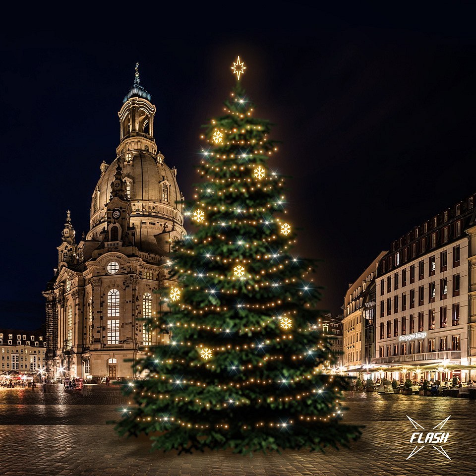 LED-Lichtset für Weihnachtsbäume, 18-20 m hoch, Warmweiß mit Flash, Dekorationen EFD02W