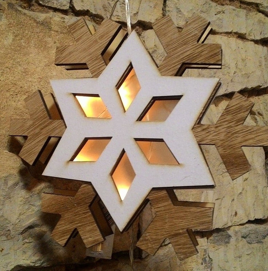 Leuchtende Holzflocke, Durchmesser 20 cm