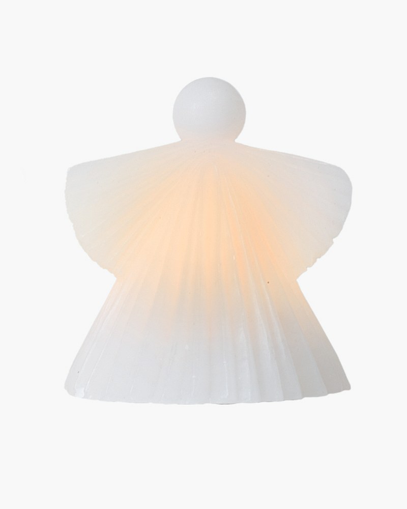 LED svíčka voskový anděl, bílý, 15cm