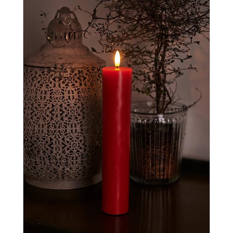 Vosková LED svíčka Sille, 25cm, červená, prům. 5 cm