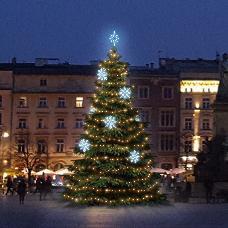 LED-Lichtset für Weihnachtsbäume 9-11 m hoch, Warmweiß, Kaltweiße Dekorationen  EFD08