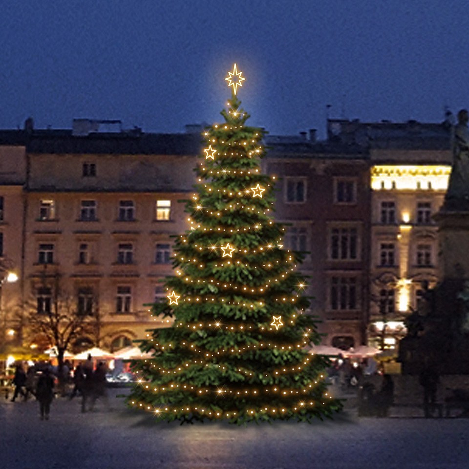 LED-Lichtset für Weihnachtsbäume 9-11 m hoch, Warmweiß, Dekorationen EFD12W