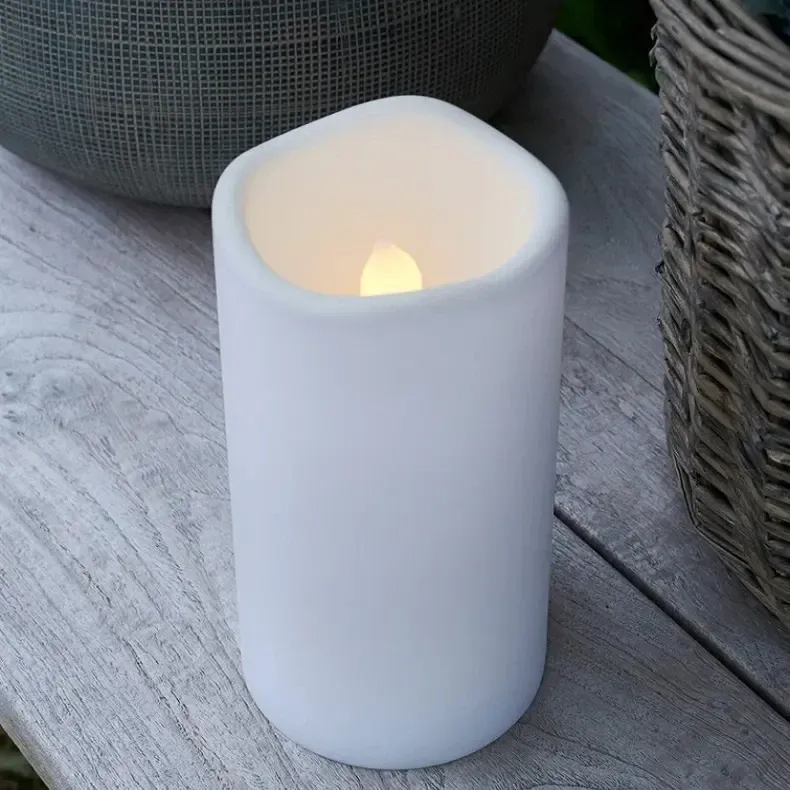 Venkovní LED svíčka, 20 cm, bílá