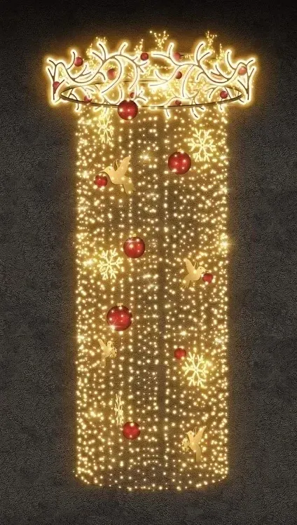 LED světelný lustr, 155 x 590 x 155 cm, teple bílá, 230V, 210W, 35,5 kg, ze 3 dílů