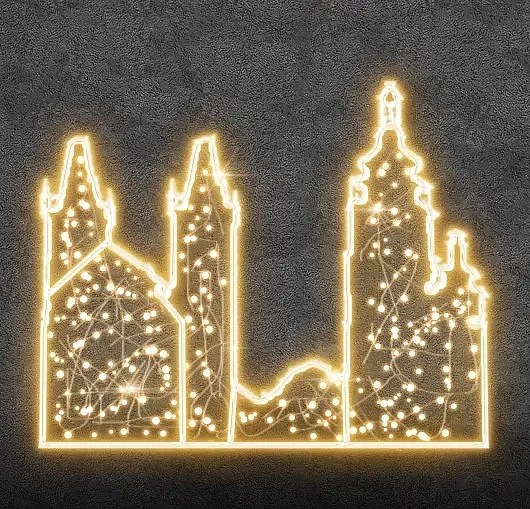 LED světelná silueta HK, 275 x 225 x 60 cm, teple bílá, 36V, 46W, 25,9 kg, z 9 dílů