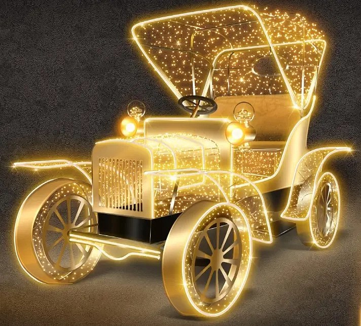 3D světelný automobil, výška 230 cm, teple bílá