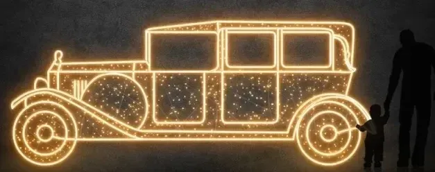 LED světelný automobil - Tatra 31, 454 x 180 cm, teple bílá
