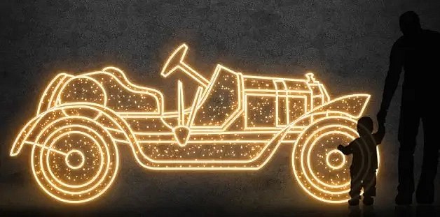 LED světelný automobil - Laurin-Klement FC, 333 x 145 cm, teple bílá