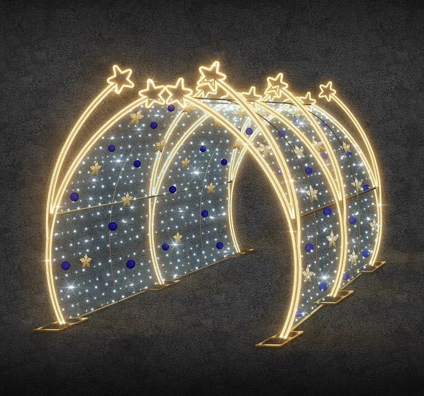 LED světelný tunel, teple a ledově bílá, 250x200x400, 36V, 108,2W, ze 4 dílů