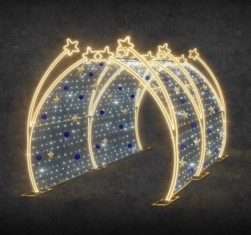 LED světelný tunel, teple a ledově bílá, 250x200x400, 36V, 108,2W, ze 4 dílů