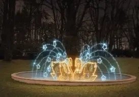 LED světelná fontána se sestavou labutí, 660 x 220 x 660 cm, teple a ledově bílá, 230 V, 554 W, 200,9 kg, z 24 dílů
