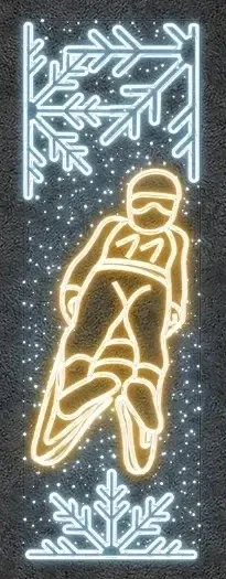 LED světelný banner - sáňky II, 80 x 250 cm, teple a ledově bílá (kopie)
