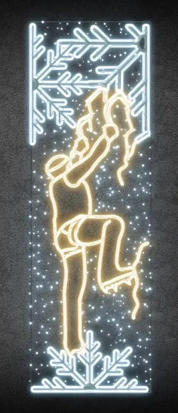 LED světelný banner - horolezec, 80 x 247 cm, teple a ledově