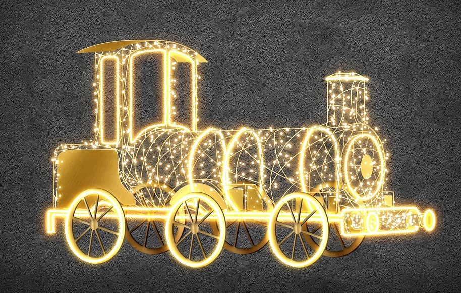 LED světelná lokomotiva, 300 x 180 x 90 cm, teple bílá, 36 V, 62 W, 64 kg, ze 2 dílů (kopie)