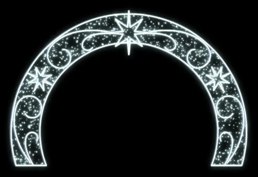 LED světelná brána, 405 x 290 x 110 cm, ledově bílá, 230V, ze 7 dílů