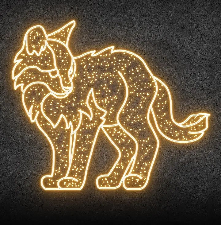 2D LED světelná divoká kočka, 125 x 145 x 60 cm, teple bílá, 36V, 36,3W, 12kg, 5 dílů