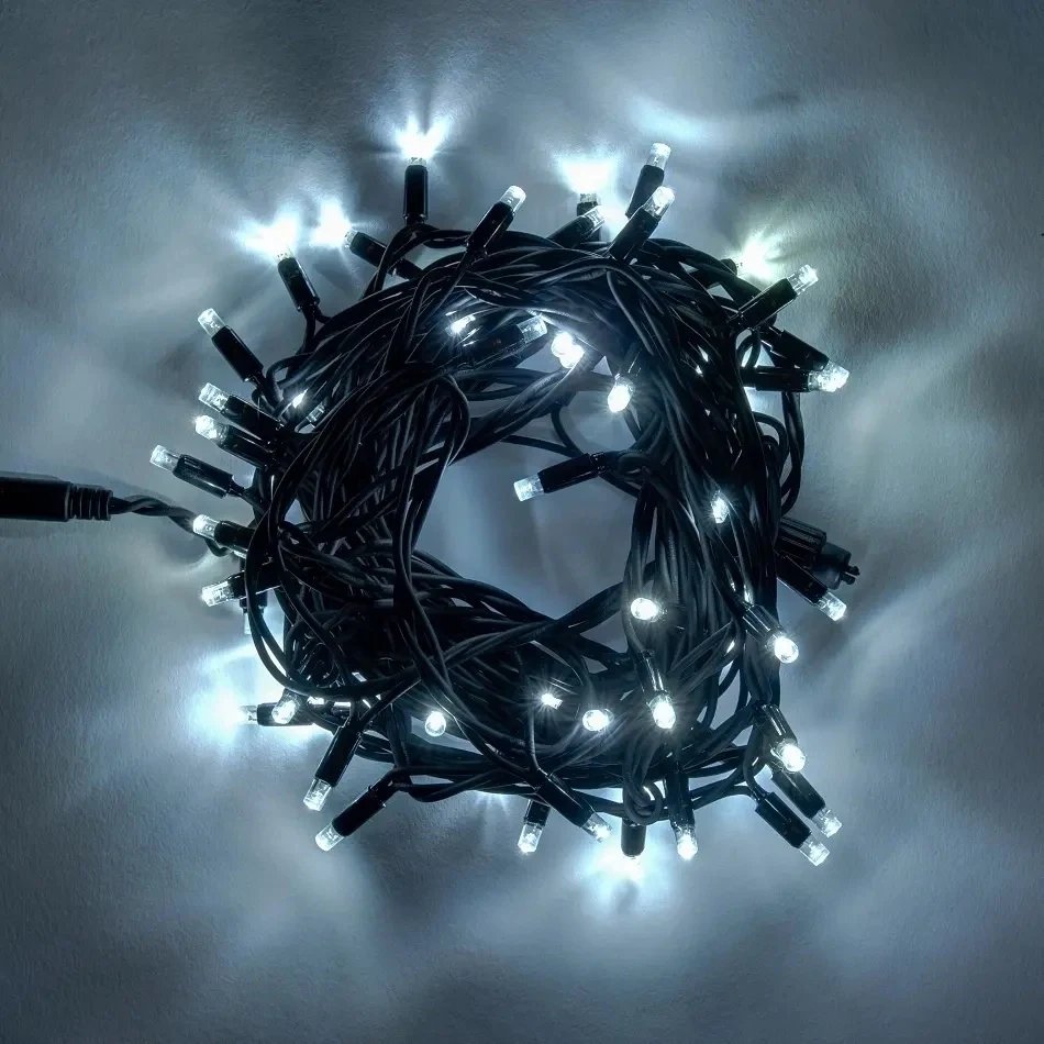 LED světelný řetěz 20 m, ledově bílá, 120 diod, IP67, černý kabel Easy Fix (kopie)