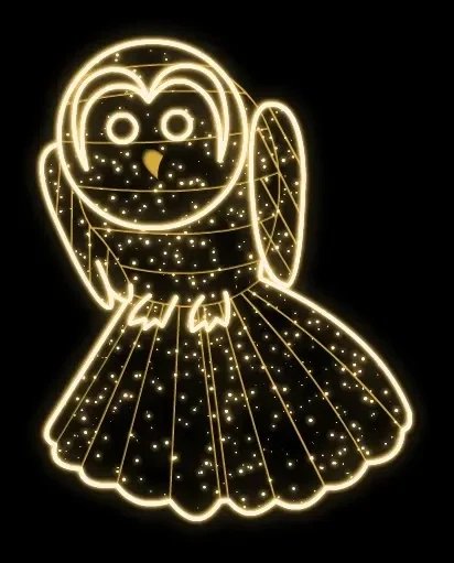 2D LED světelná sova, 130 x 165 x 5 cm, 230V, 61W, 13,6 kg, ze 2 dílů