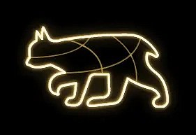 2D LED světelné rysí kotě, 115 x 65 cm, teple bílá, 230V, ze 2 dílů, stojící