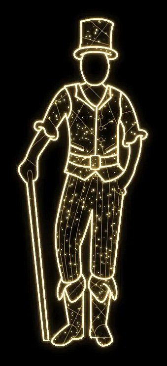 2D LED světelný dekor, muž, 132 x 235 x 60 cm, teple bílá, 230V, 84,6W, 15kg, 2 díly, stojící