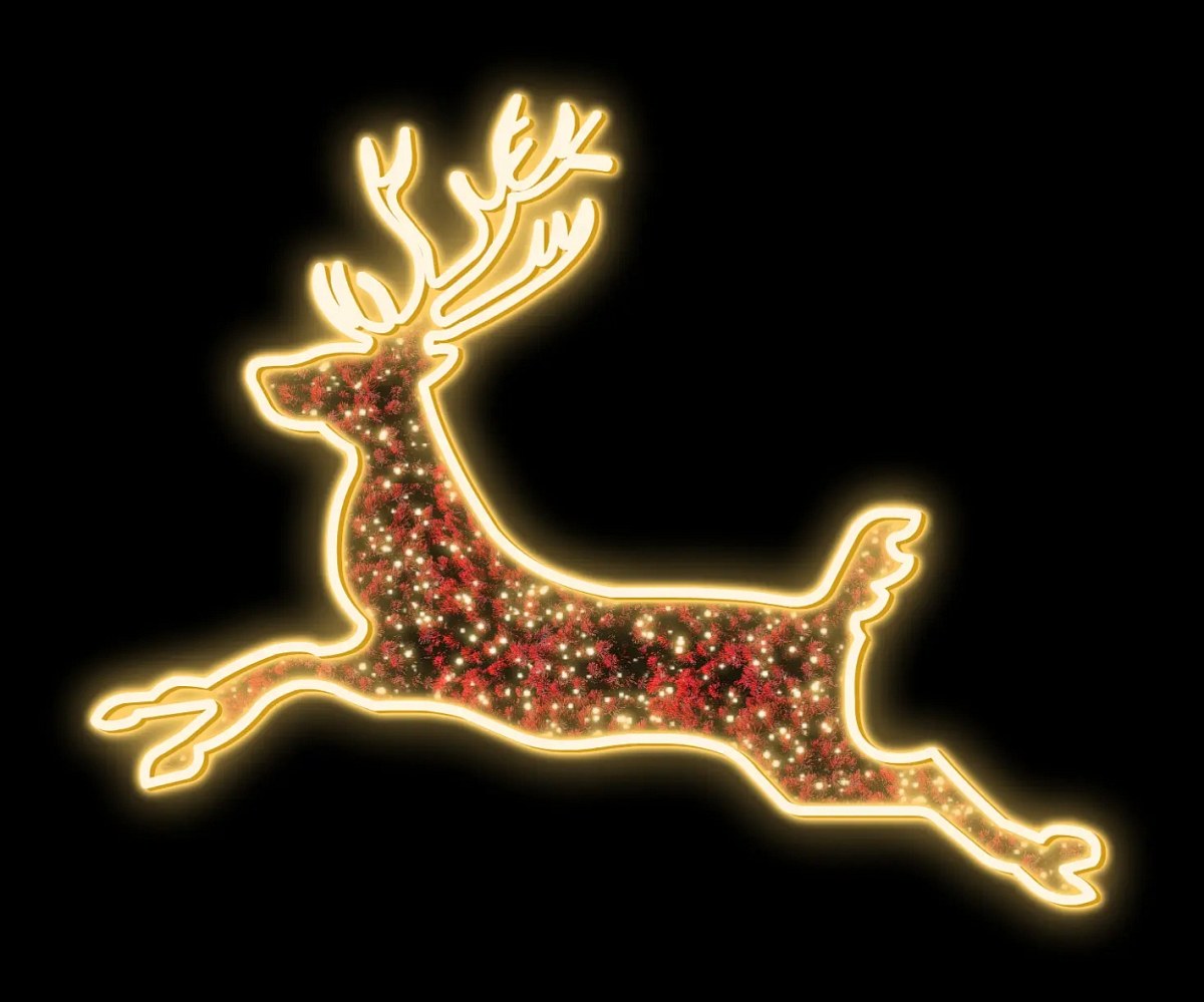 2D LED světelný motiv, jelen, 375 x 350 cm, teple bílá, 230 V, 83 W,