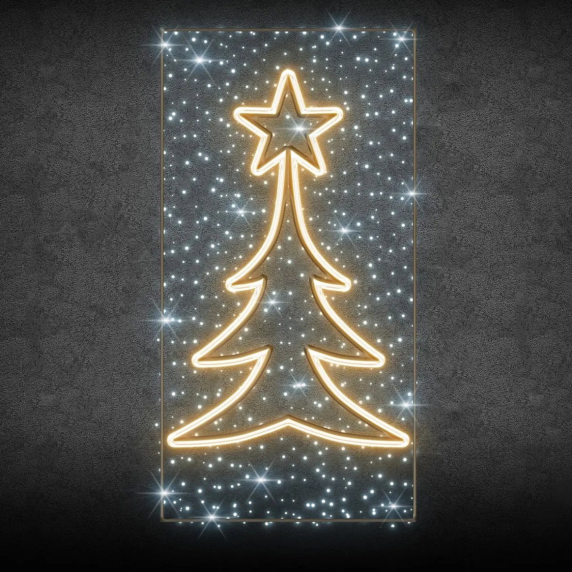2D LED světelný dekor na VO stromeček, 150 × 300 cm, ledově a teple bílá