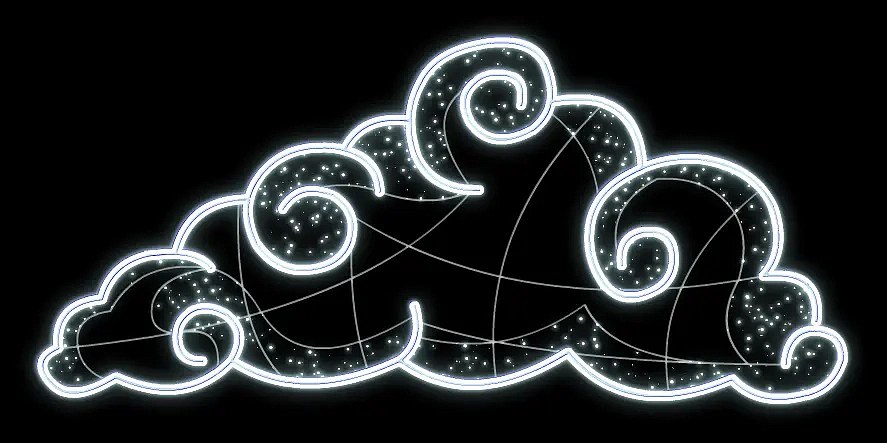 LED světelný obláček, 210 x 95 cm, ledově bílá,36 V, 29,2 W, 11,9 kg, z 5 dílů