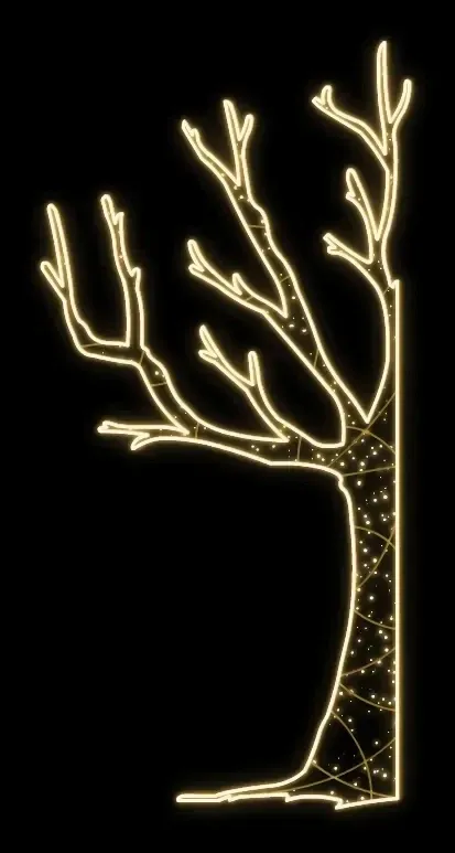 2D LED světelný strom, levý, 120 x 245 x 60 cm, teple bílá, 230 V, 4 díly, stojící