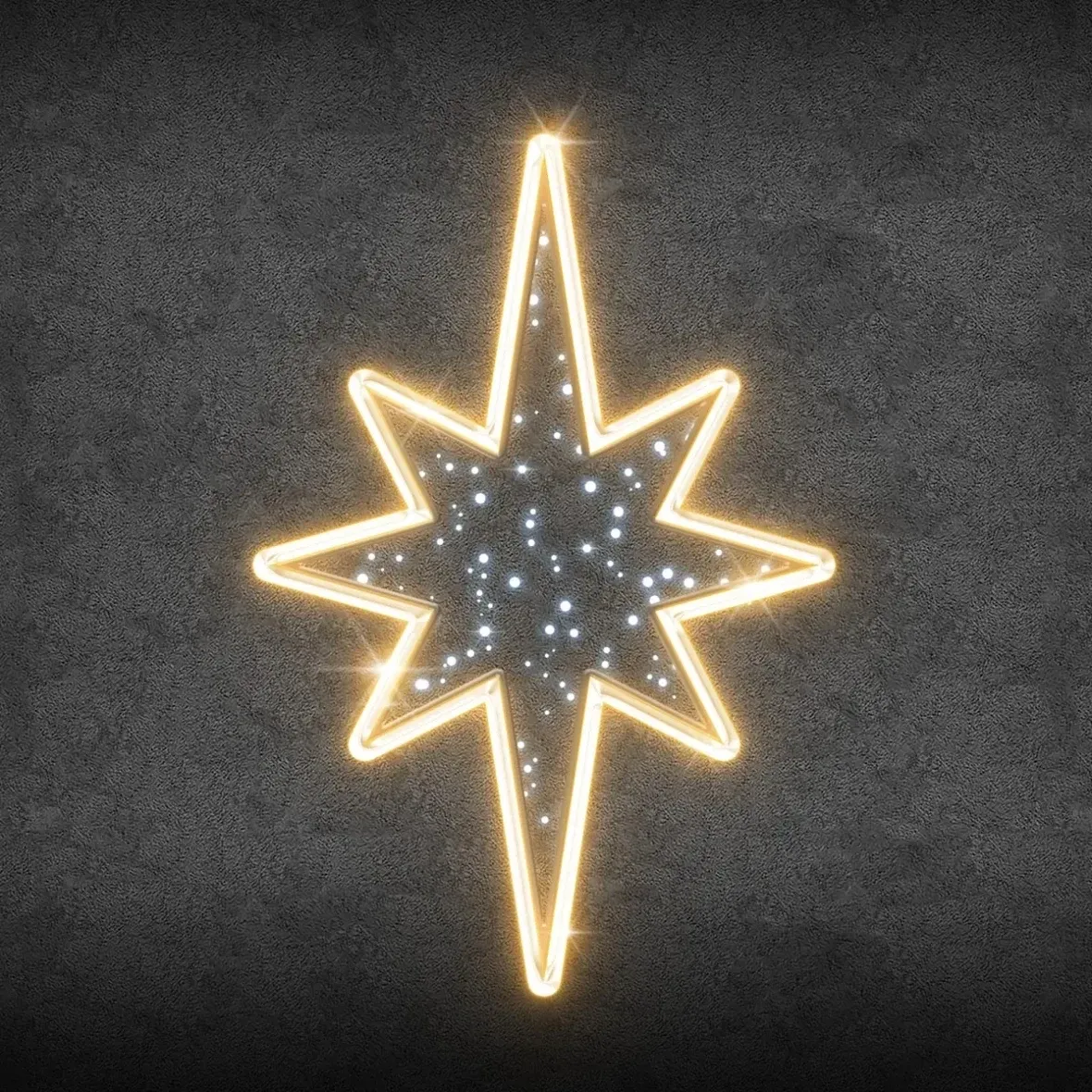 2D LED světelná hvězda, 60 × 86 cm, 3D tisk, teple a ledově bílá, 230 V, 13,8 W, 2,16 kg
