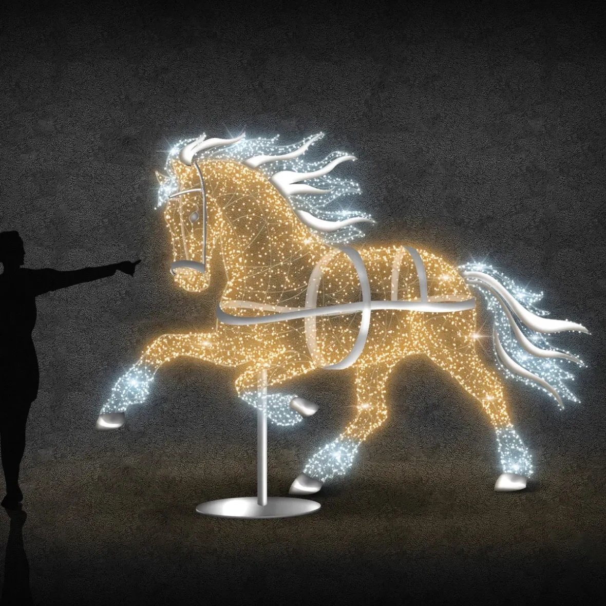 3D LED světelný kůň výška, teple a ledově bílá, 36 V, 36,7 W, z 5 dílů, E