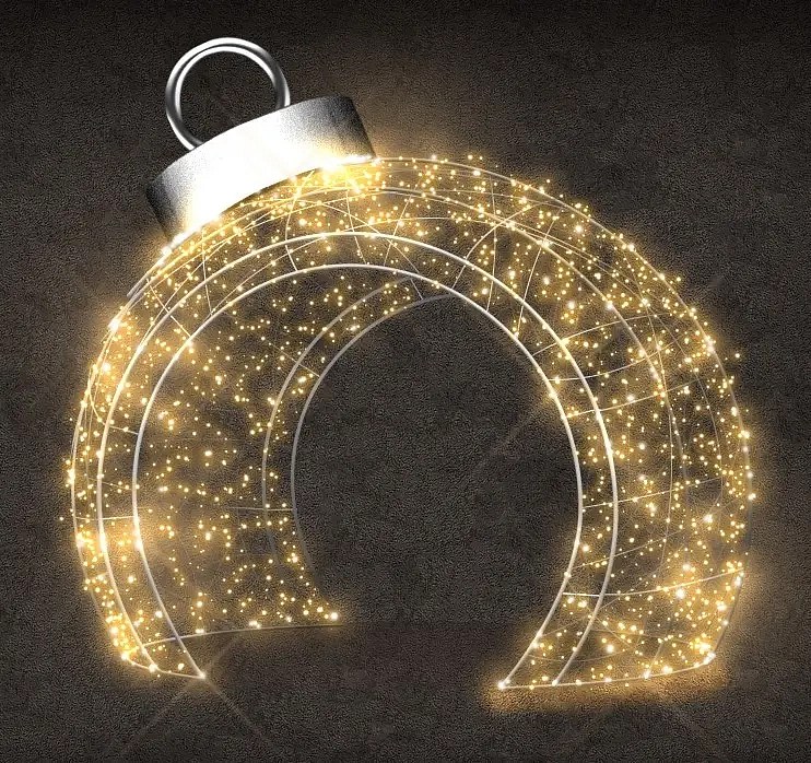 LED světelná koule, průchozí, 350 cm, teple bílá, 230 V, 186,4 W, 54 kg, z 5 dílů, v1