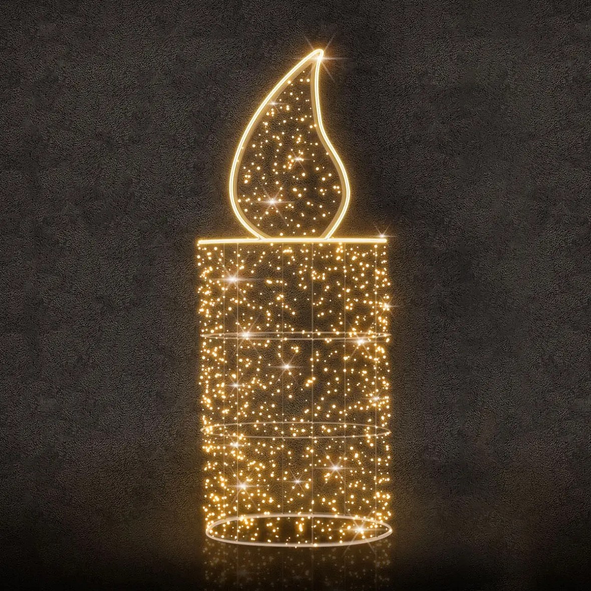 3D LED světelná svíčka, 75 × 230 × 75 cm, teple bílá, 230 V, 89 W, 16 kg