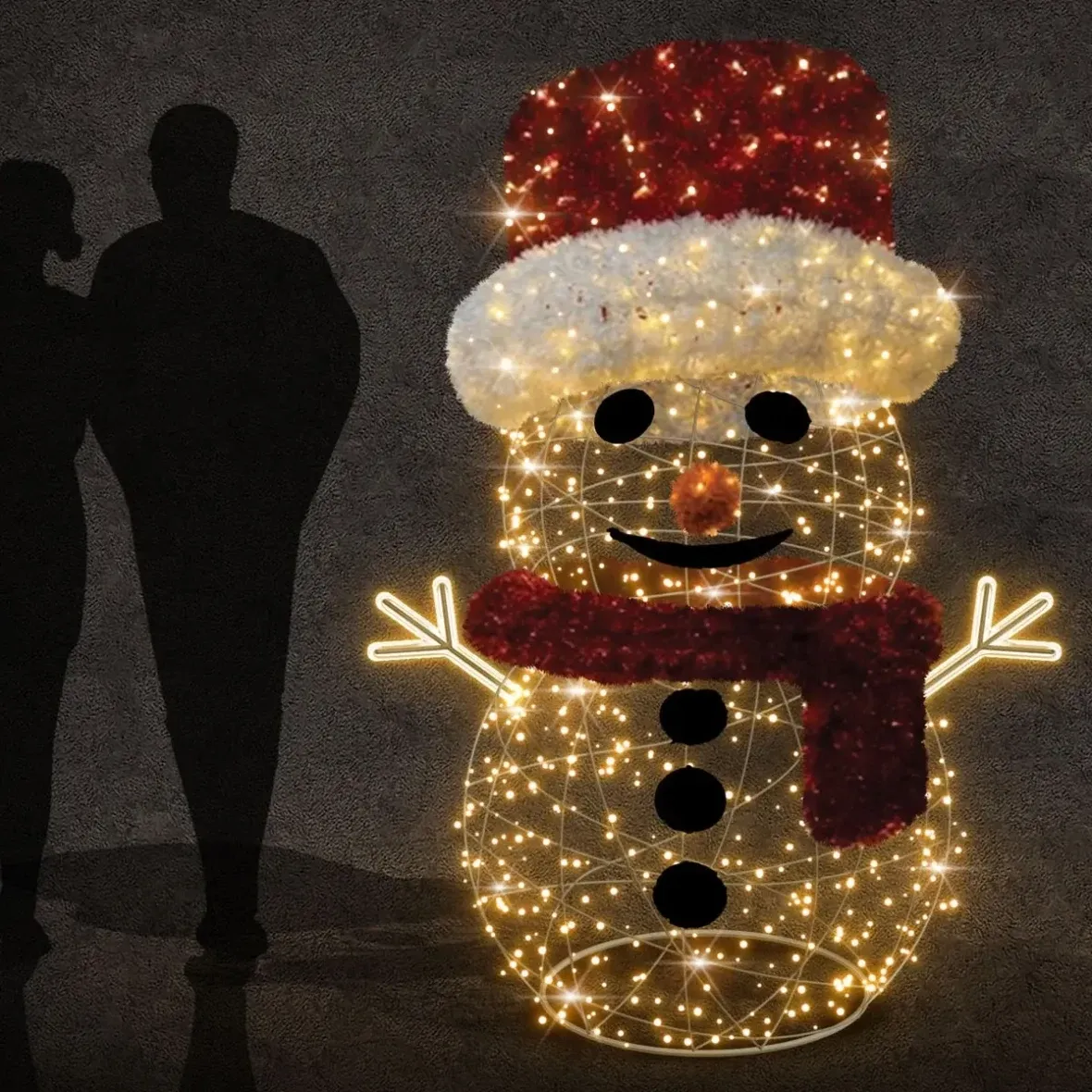 3D LED světelný sněhulák, 150 × 200 × 150 cm, teple bílá, 36V230V, 41,6 W, 22 kg, ze 4 dílů