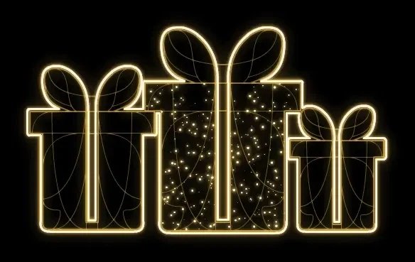 LED světelný motiv, dárky, 120 x 70 cm, teple bílá, 230 V, 37,4 W, 7 kg
