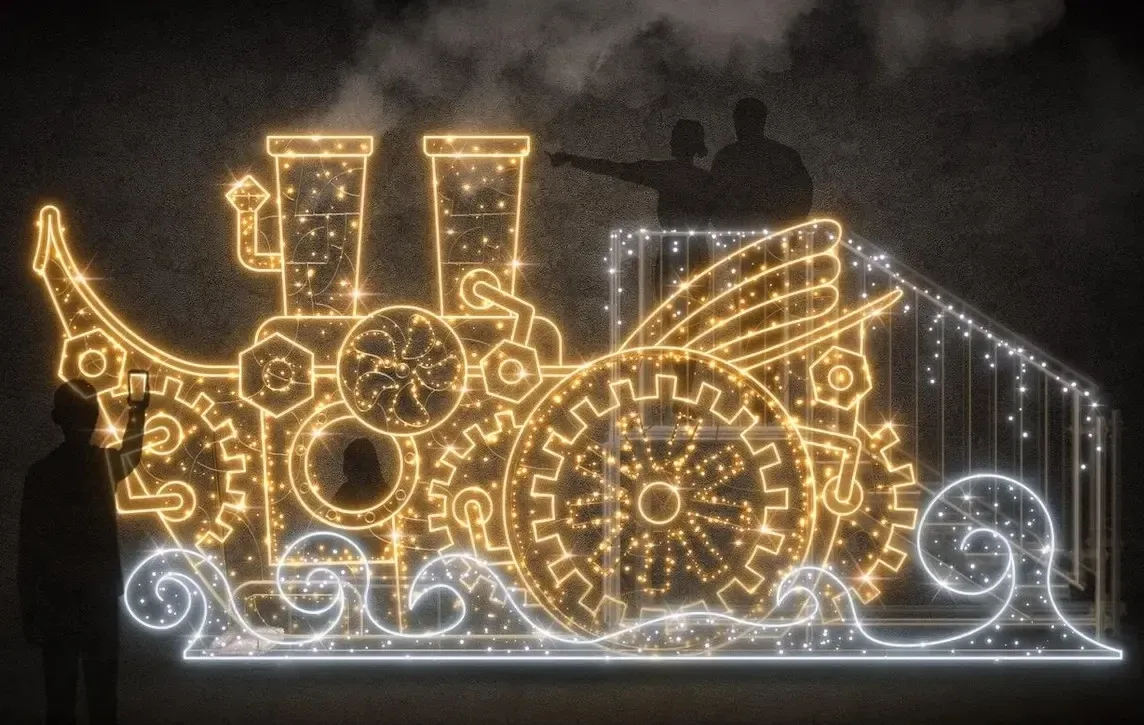 LED světelný parník, 580 x 300 x 120 cm, teple a studená bílá, 36V, 68,7W, 50kg,38 dílů