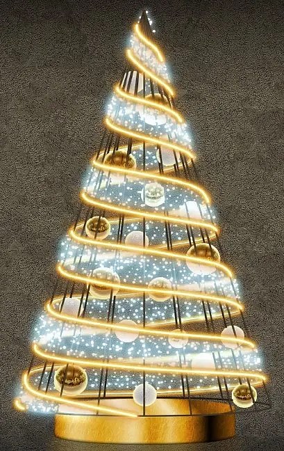 LED světelný strom, 200 cm, teple bílá