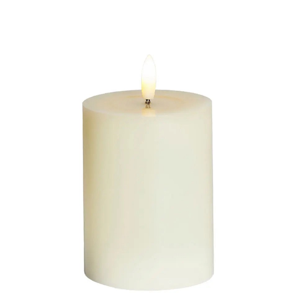 LED svíčka na baterie vosková Sille Ivory, Ø 7,5 × 10 cm, bílá, 2× AA