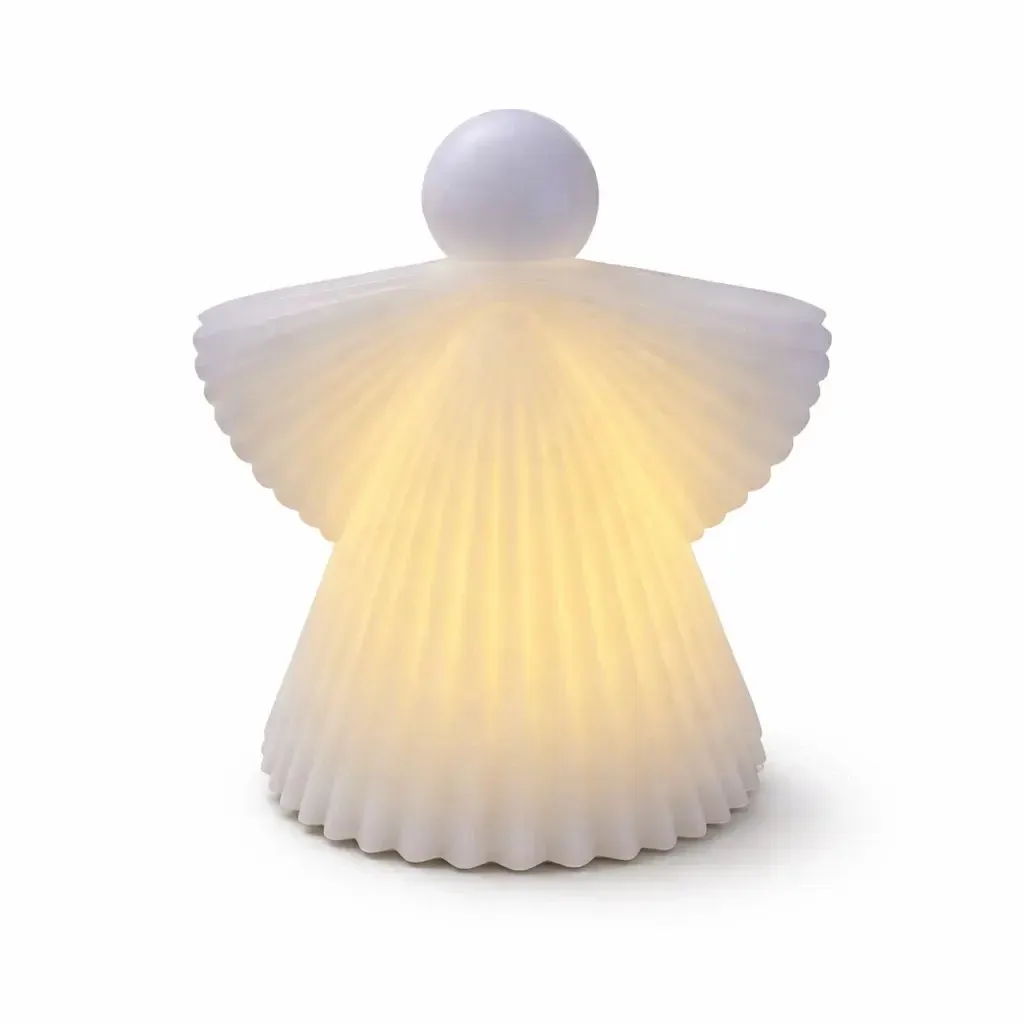 LED svíčka Anděl z pravého vosku na baterie, 11,2 × 12,5 cm, bílý, 2× AA
