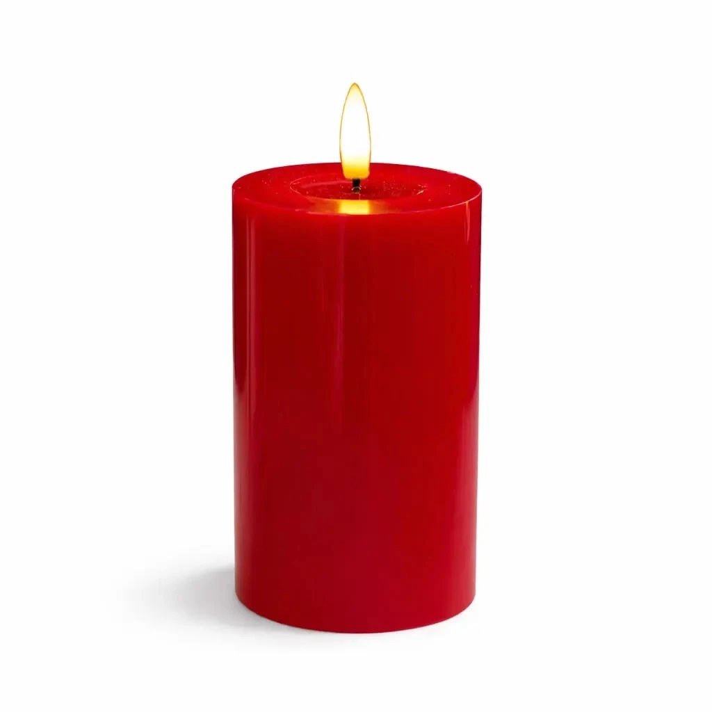 LED svíčka na baterie vosková Sille Red, Ø 7,5 × 15 cm, červená, 2× AA