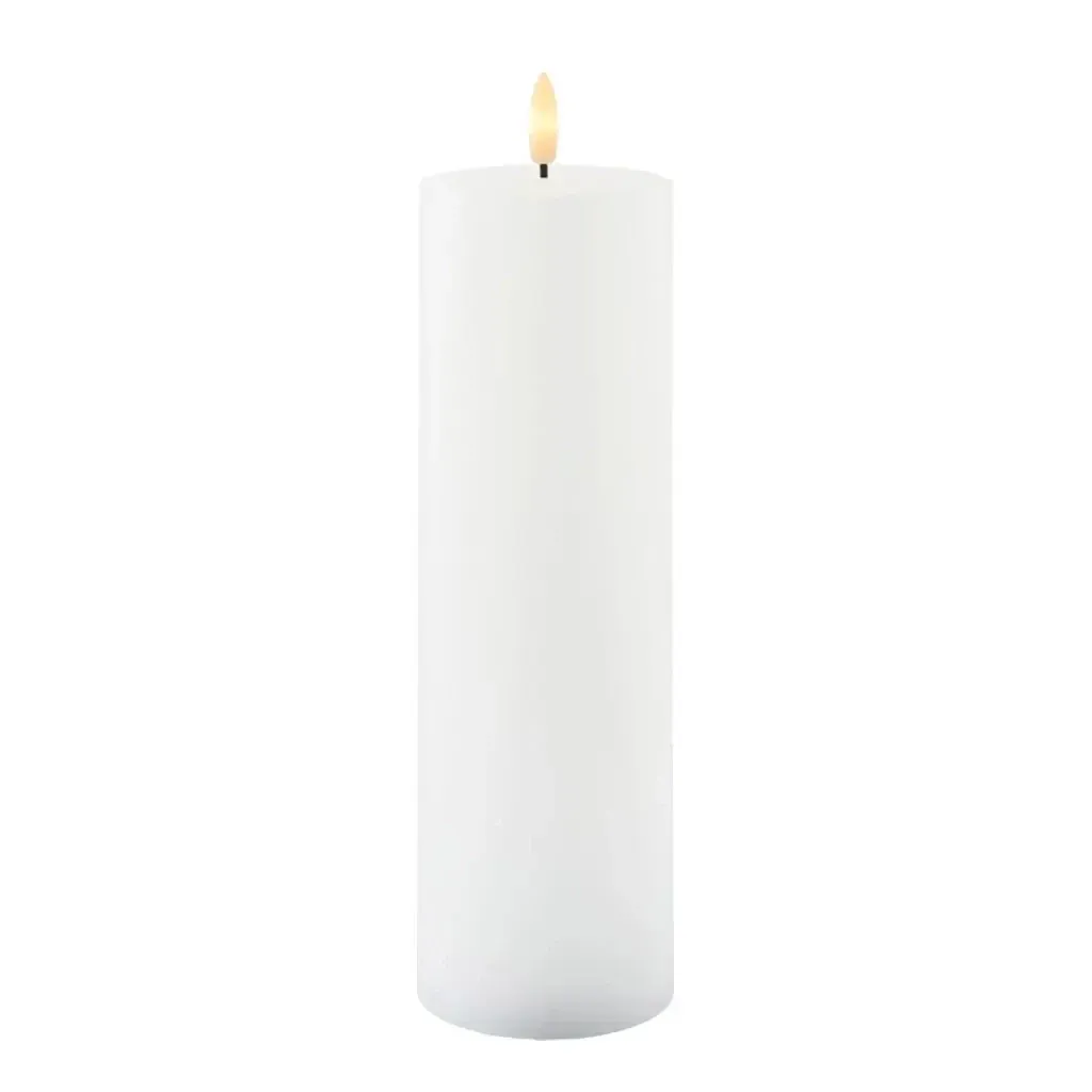 LED svíčka z pravého vosku Sille, 7,5 × 25 cm, bílá, dobíjecí