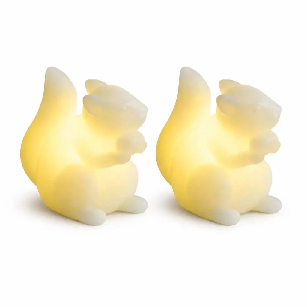 LED svíčky z pravého vosku na baterie veverka, 9 cm, bílá, sada 2 ks, CR2032