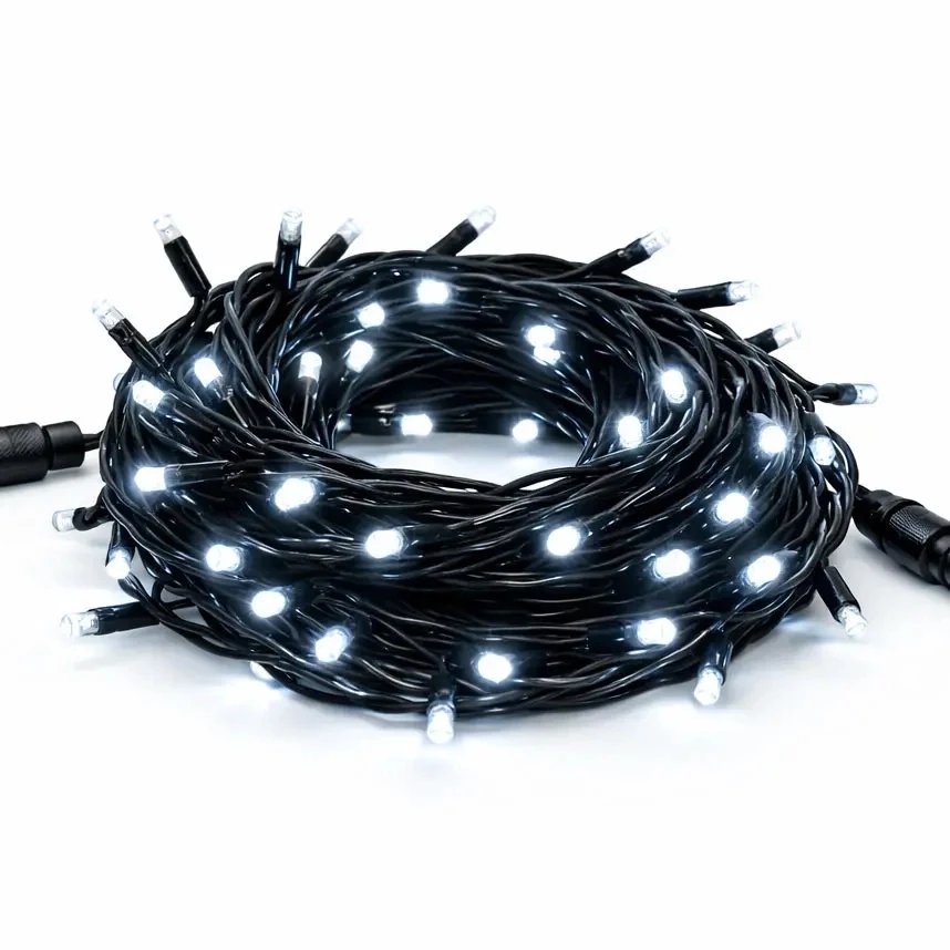 Easy Fix LED světelný řetěz 20 m, ledově bílá, 120 diod, černý kabel IP44