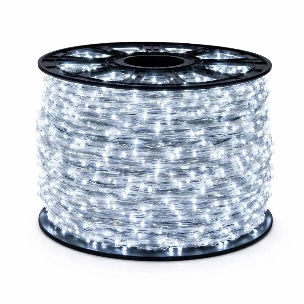 Výroba -  Easy Fix LED světelný řetěz 100 m, ledově bílá, 2000 diod, bílý kabel IP67