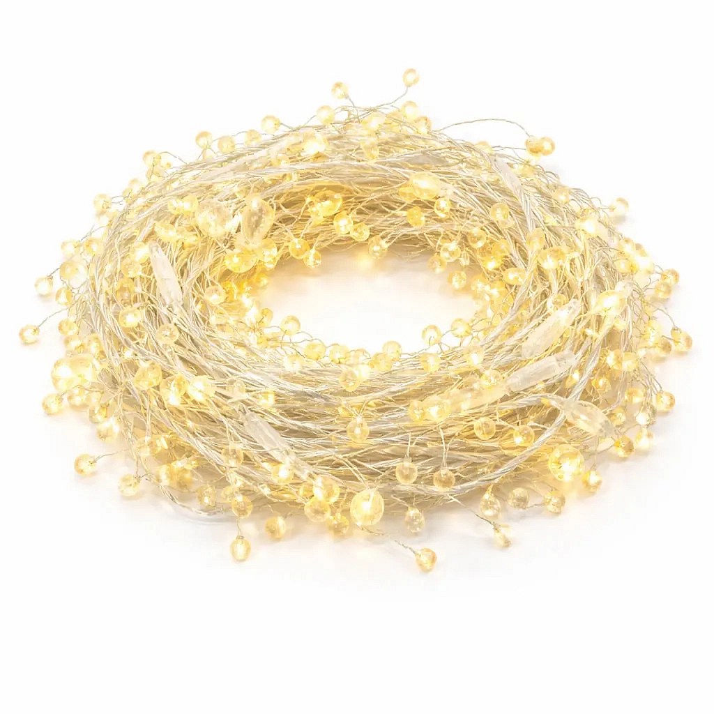 Eco Fix LED světelný řetěz s krystalky 8 m, teple bílý, 80 diod, bílý kabel IP44