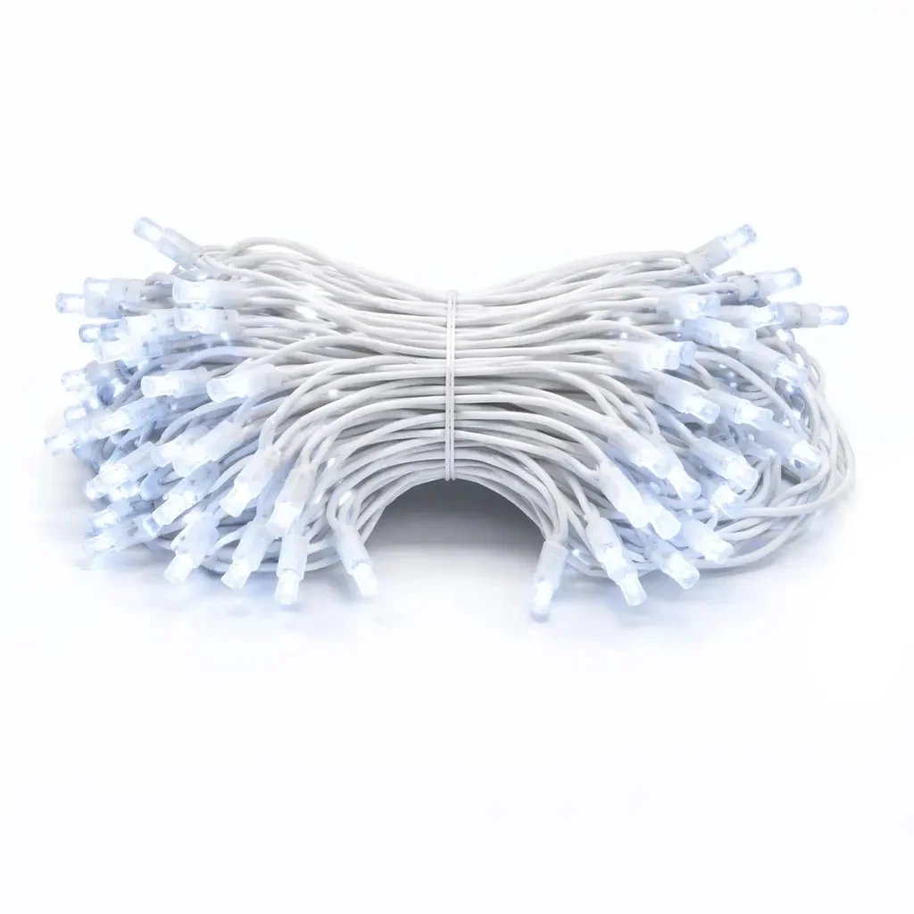 Easy Fix LED světelný řetěz 5 m venkovní ledově bílá s FLASH, 60 diod, bílý kabel IP67, prodlužovací