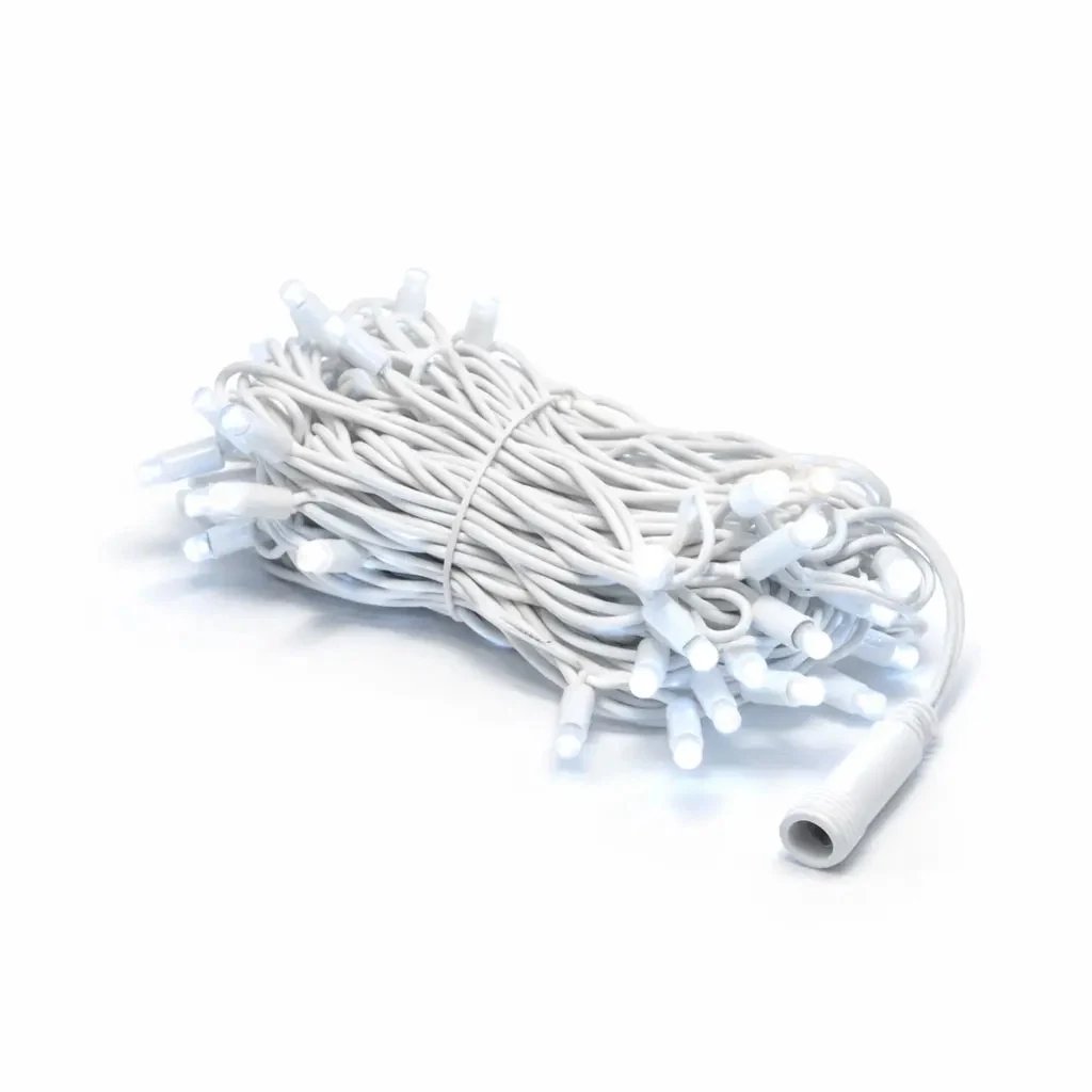 Easy Fix LED světelný řetěz 5 m venkovní ledově bílá, 60 diod, bílý kabel IP67, prodlužovací