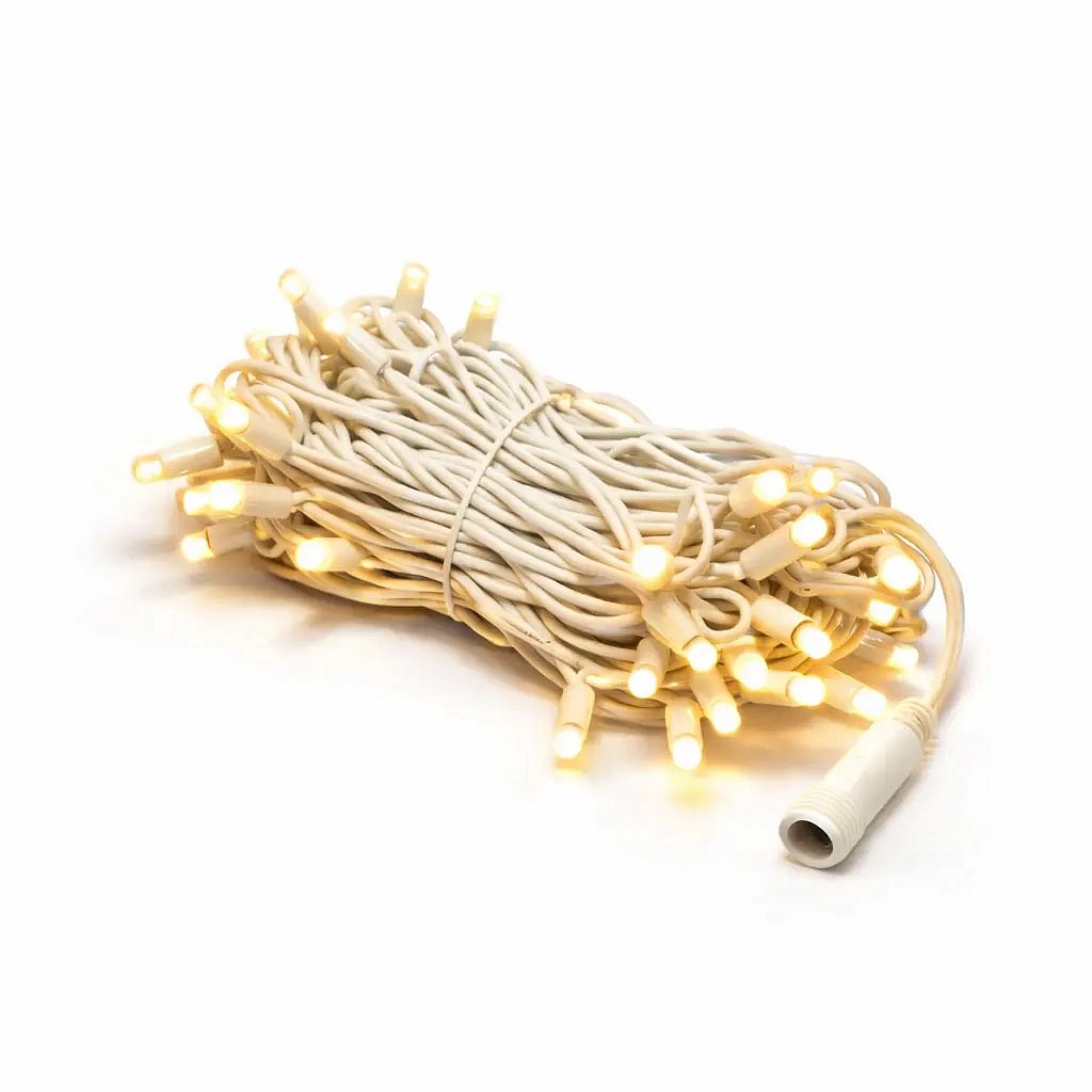 Easy Fix LED světelný řetěz 5 m, teple bílá s FLASH, 60 diod, bílý kabel IP44, prodlužovací