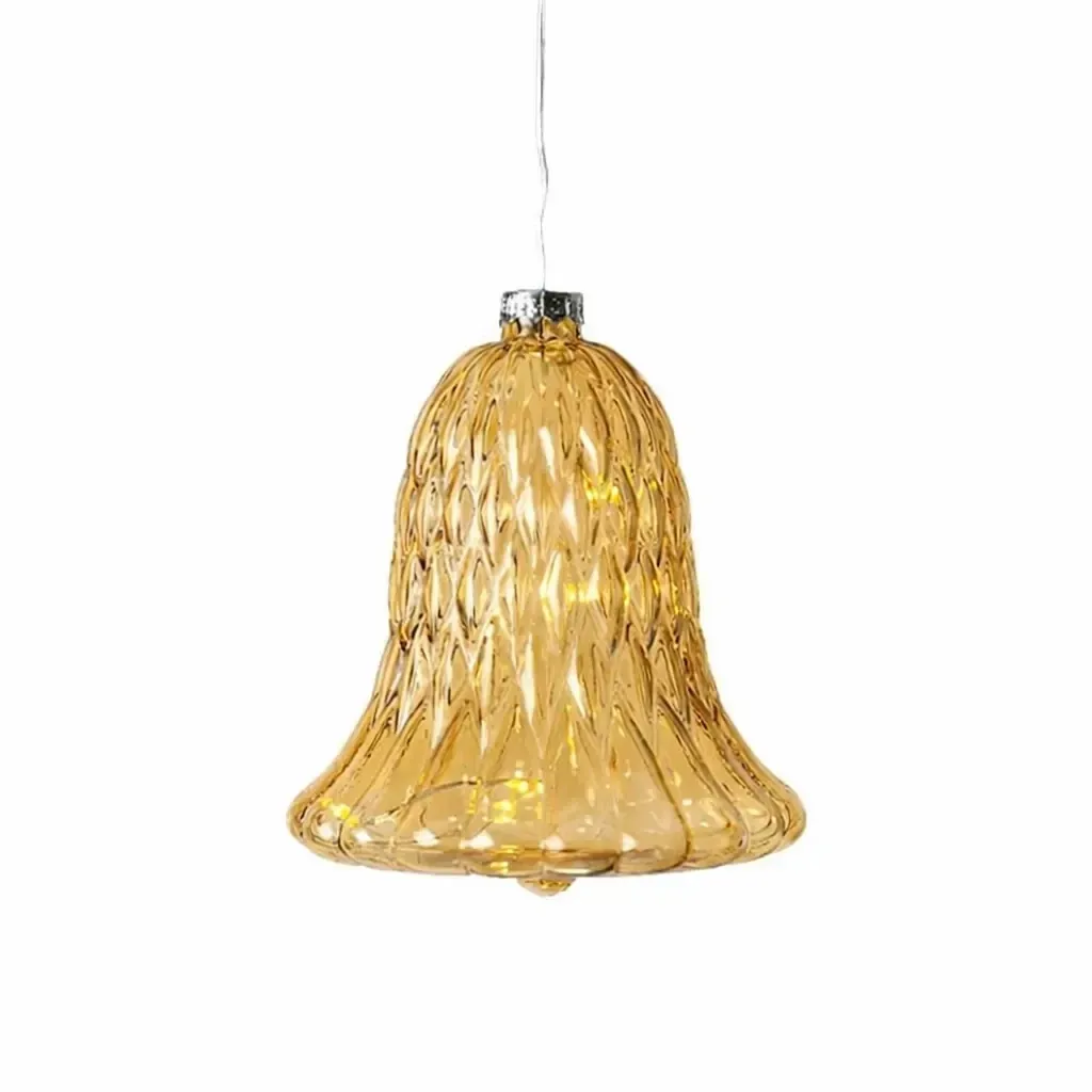 LED skleněný zvonek, zlatý, 9 cm, IP20