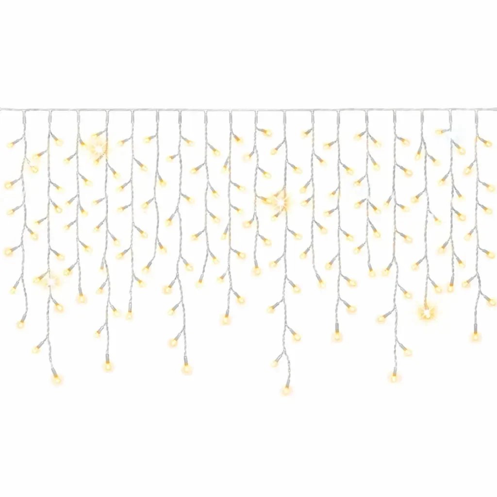 Easy Fix venkovní LED rampouchy světelné 300 × 90 cm, teple bílá, 174 diod, bílý kabel IP44, prodlužovací